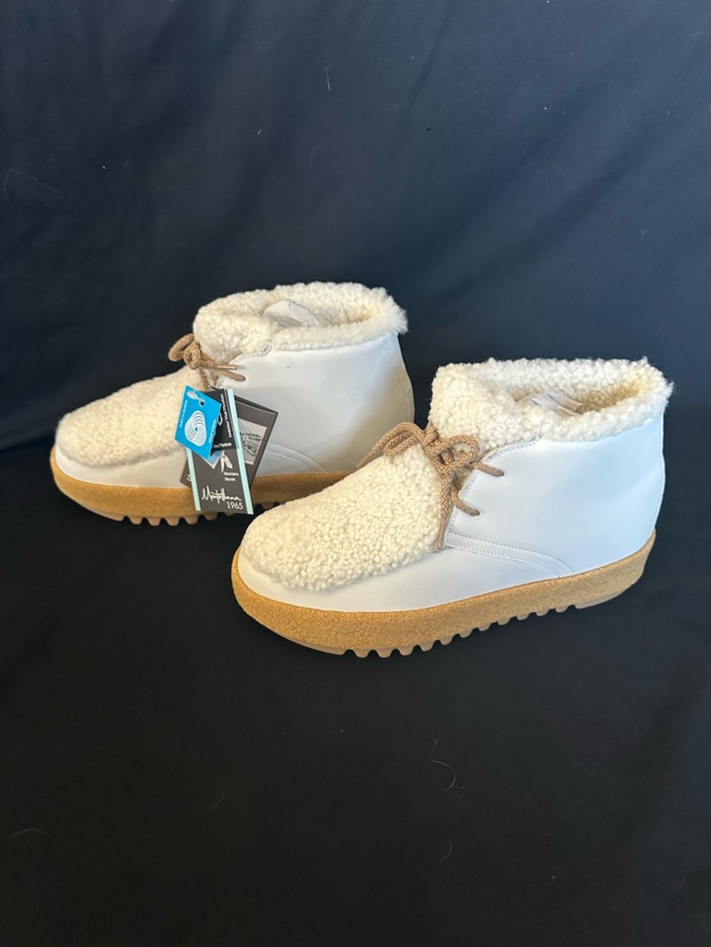 Montelliana 1965 Gaia Off-White Lamb  Shearling Platform Boot with Tan Sole 11
